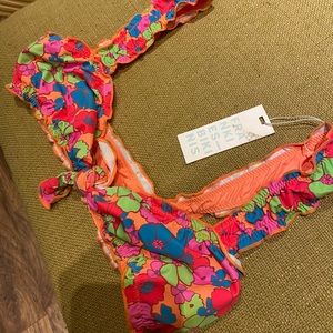 Frankie’s Bikinis Colby Tie Front Ruffle Bikini Top